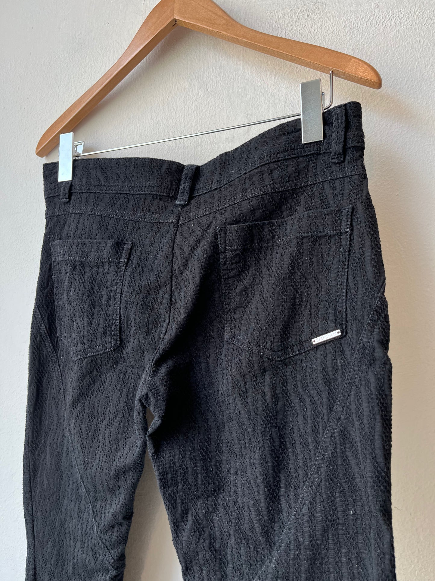 Y2K Black Textured Low Rise Pants 32"