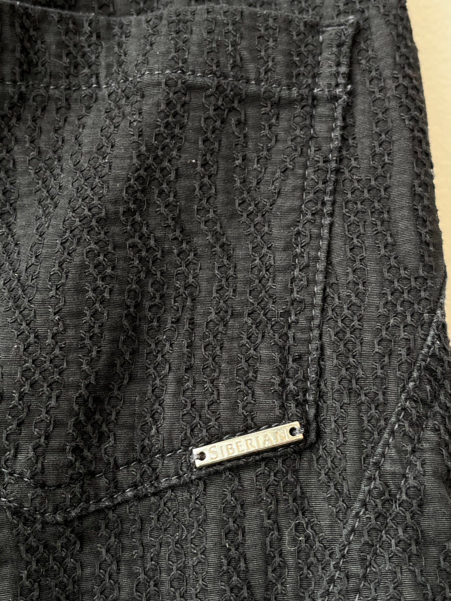 Y2K Black Textured Low Rise Pants 32"