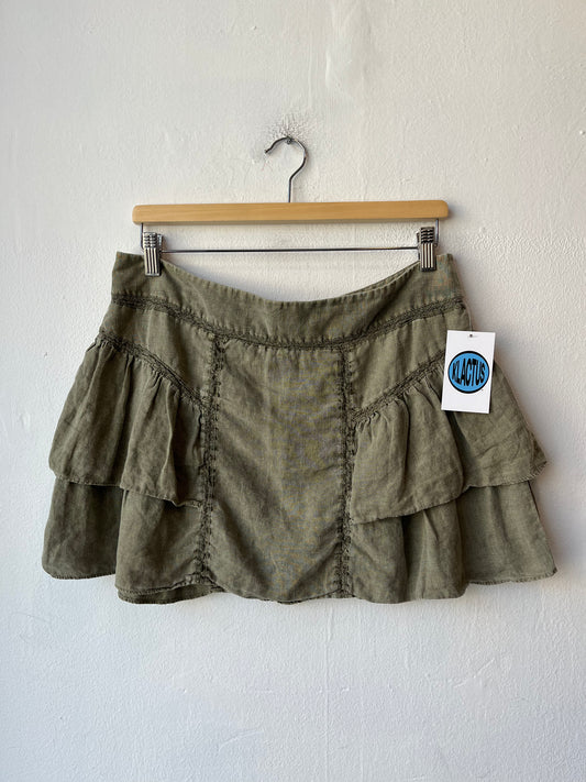 Y2K Ruffle Linen Mini Skirt 32"