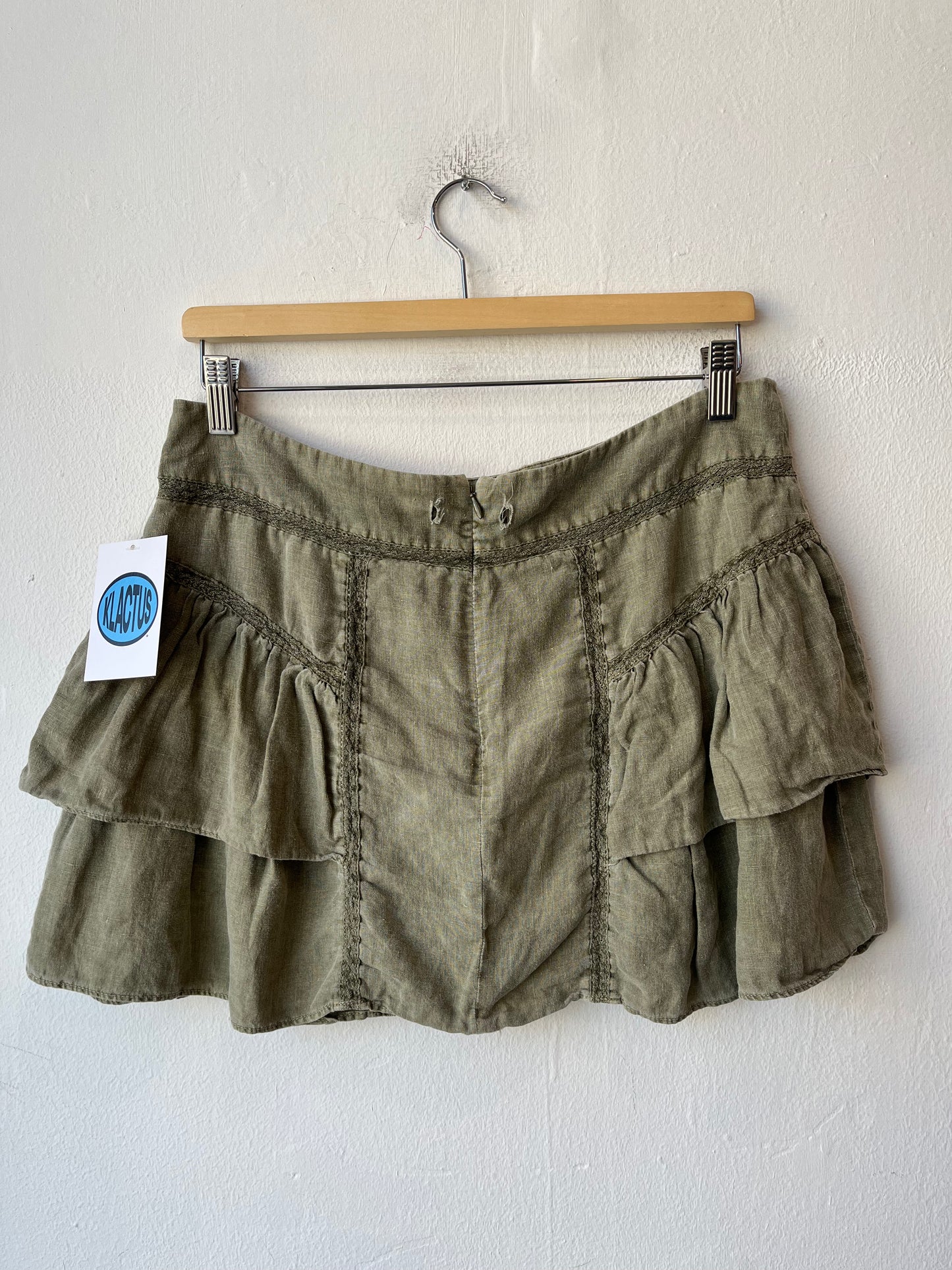 Y2K Ruffle Linen Mini Skirt 32"