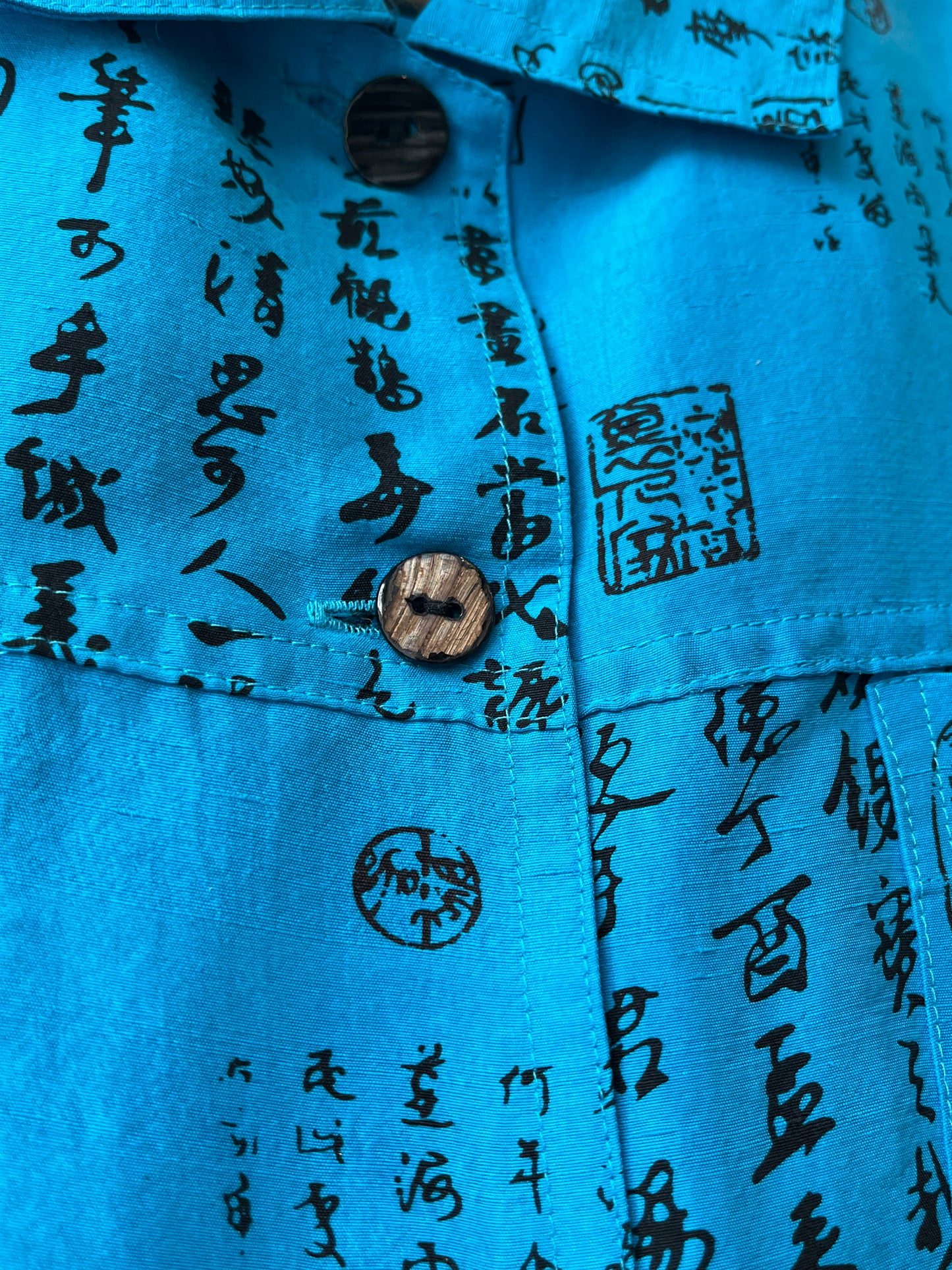 90's Blue Silk Button Up Shirt