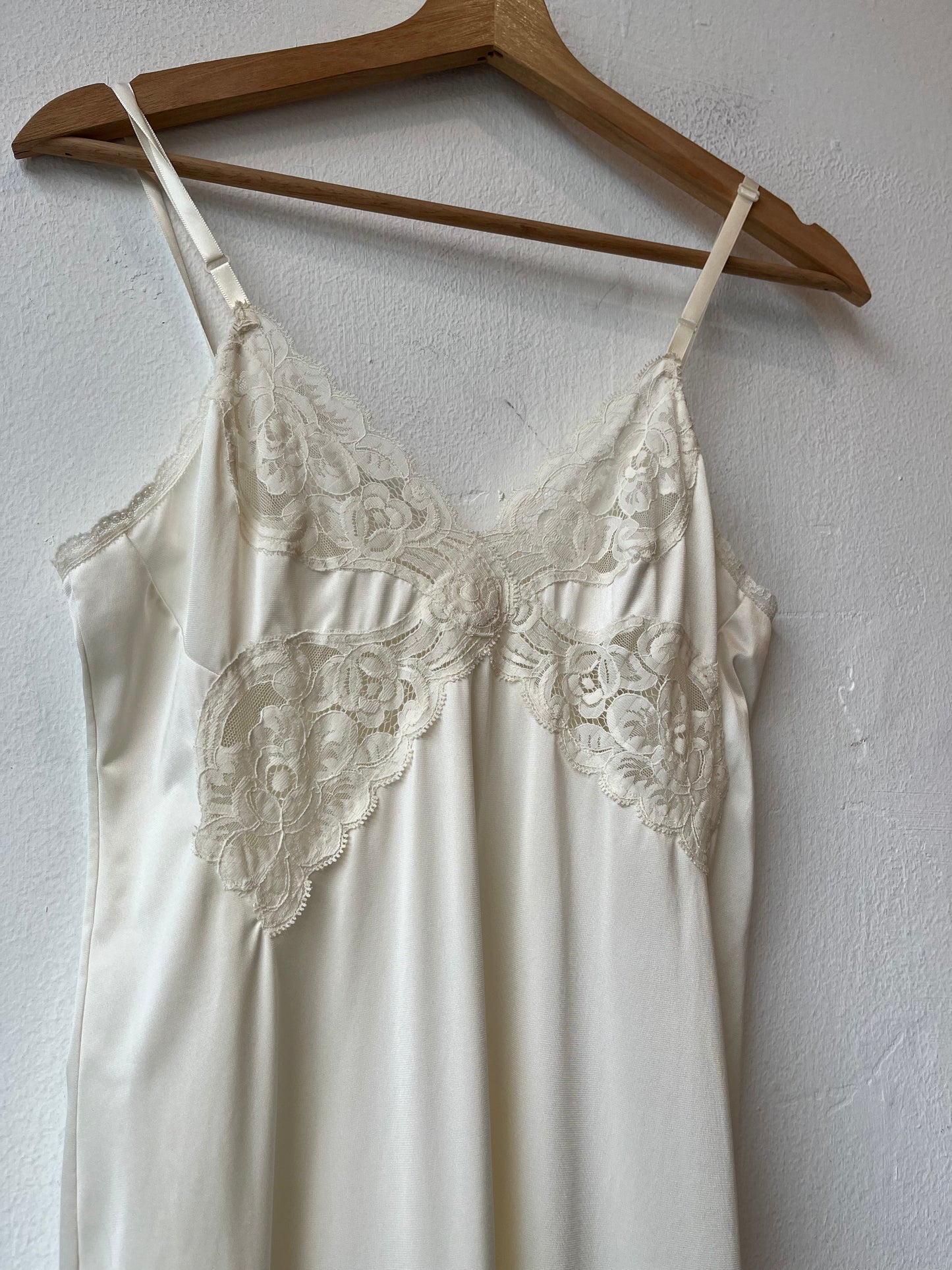 80's White Lace Midi Slip Dress