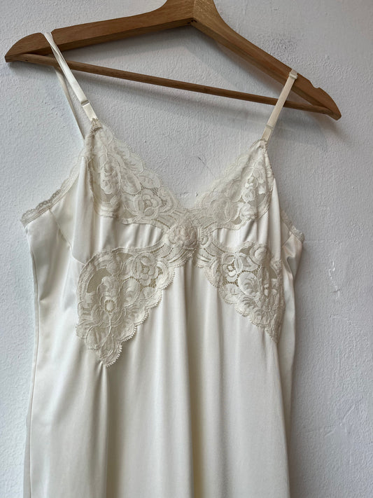 80's White Lace Midi Slip Dress