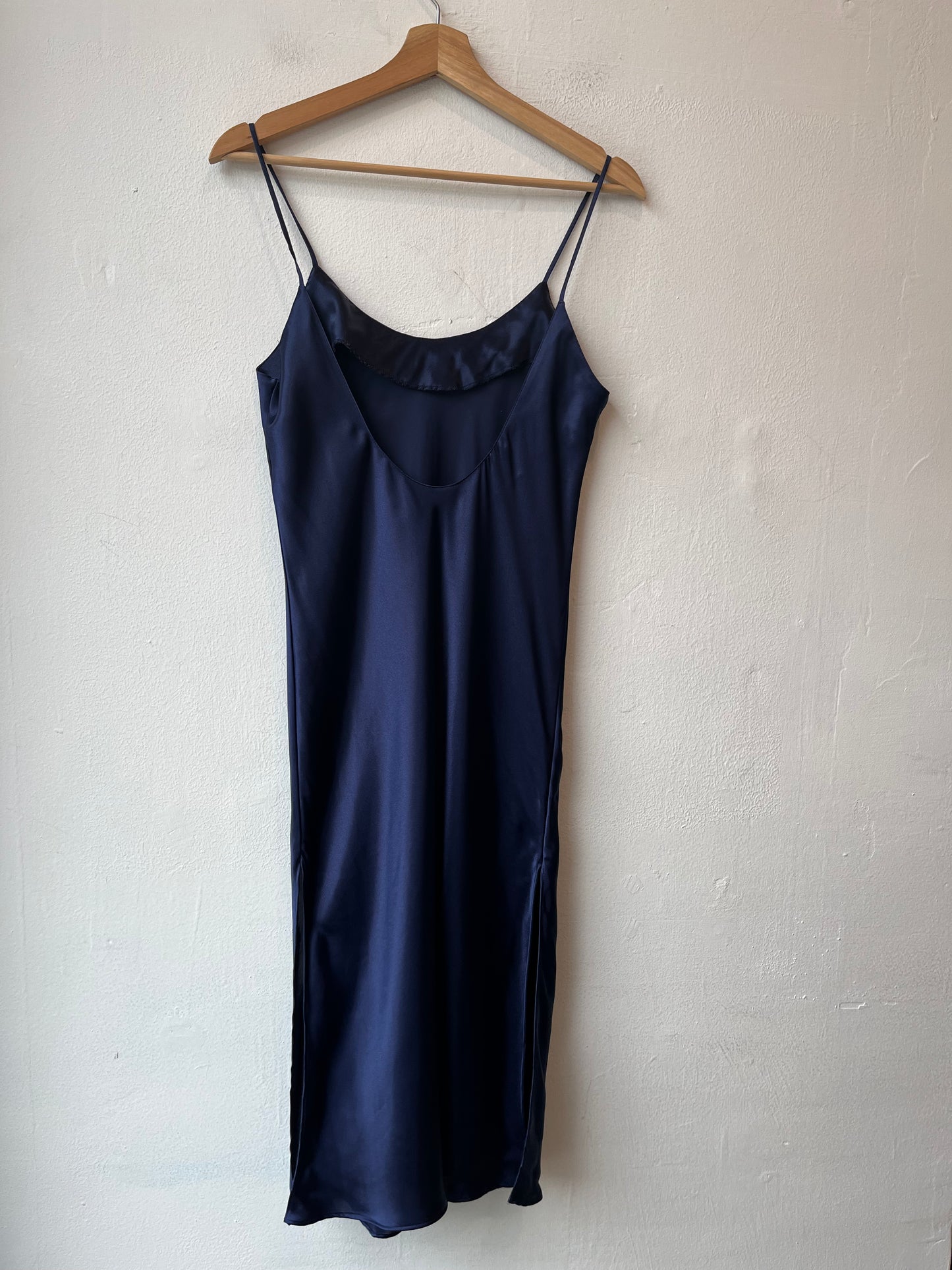 90's Navy Embroidered Slip Dress