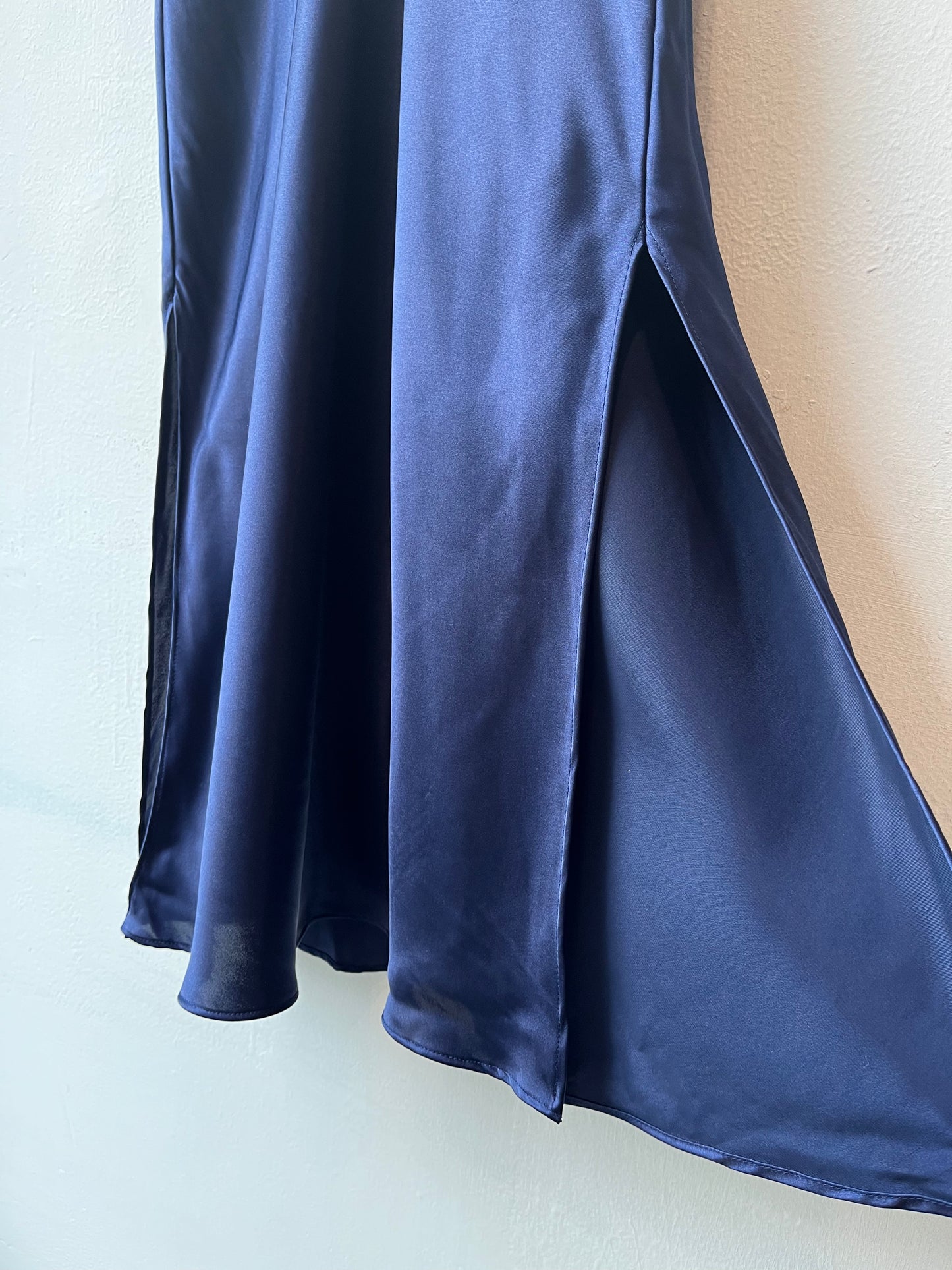 90's Navy Embroidered Slip Dress