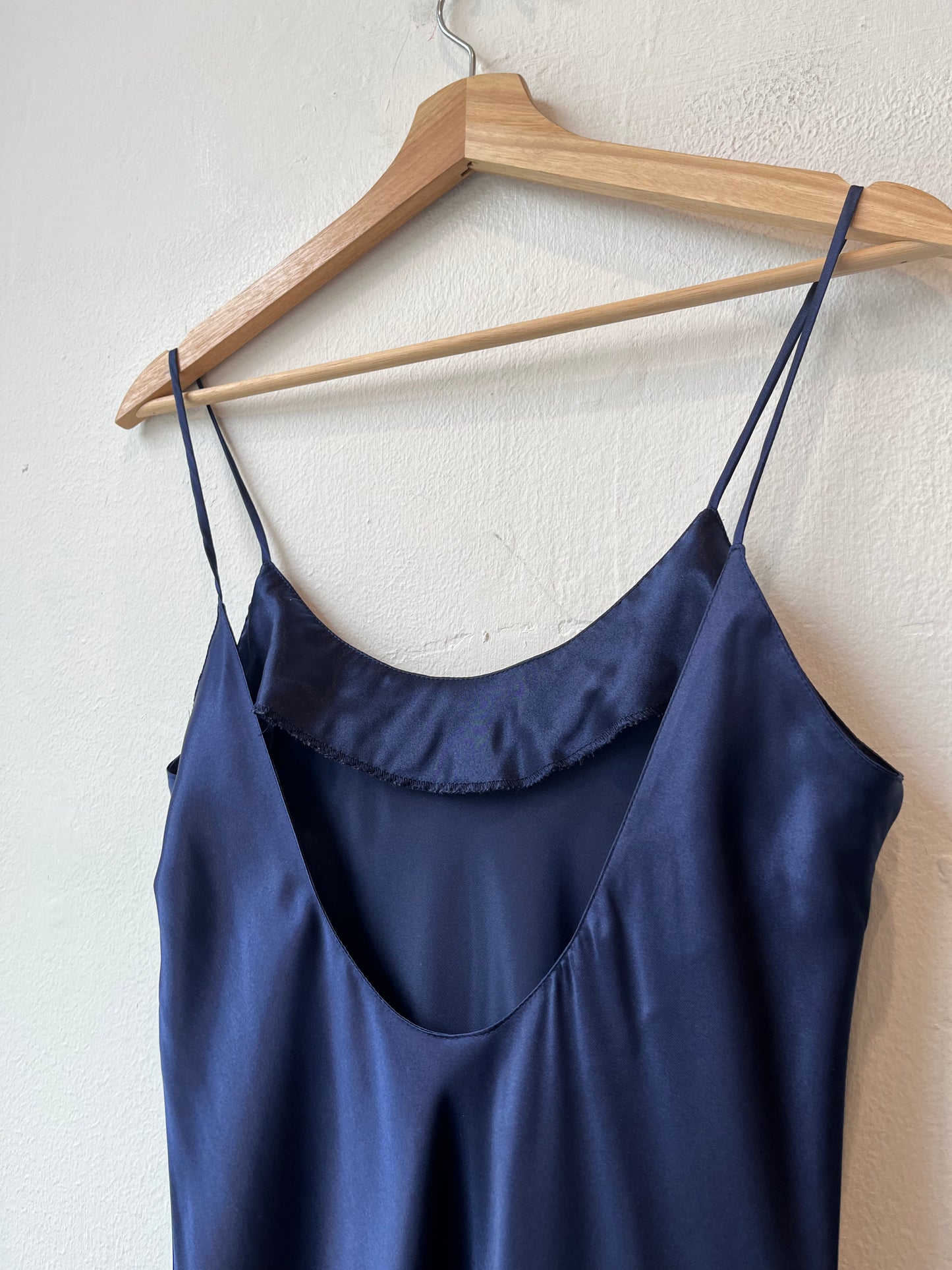 90's Navy Embroidered Slip Dress