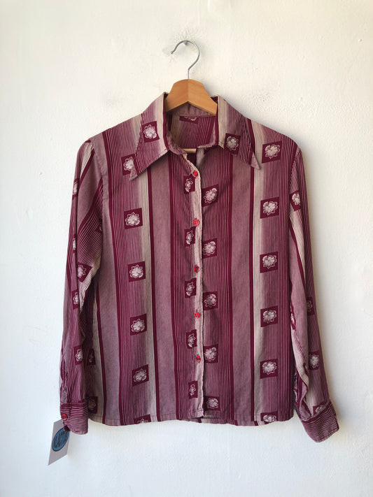 70's Floral Collared Blouse