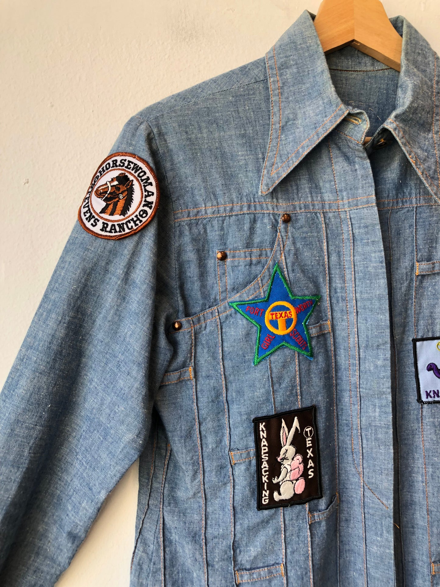70's Girl Scout Denim Patch Shirt