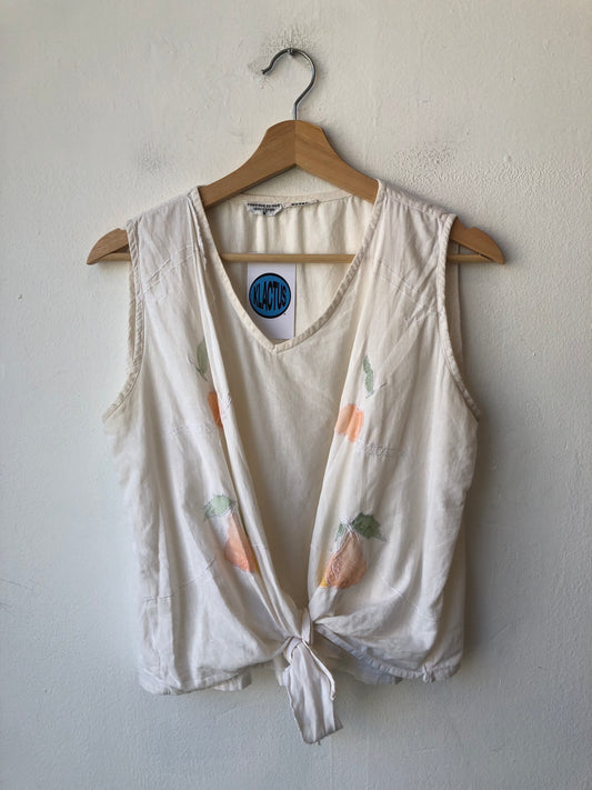 80's Cotton Floral Applique Top