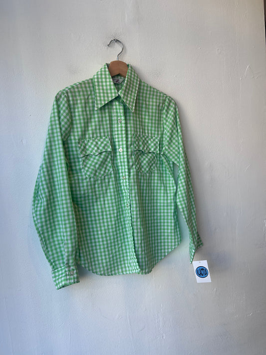 70's Green Gingham Levi's Button down Shirt