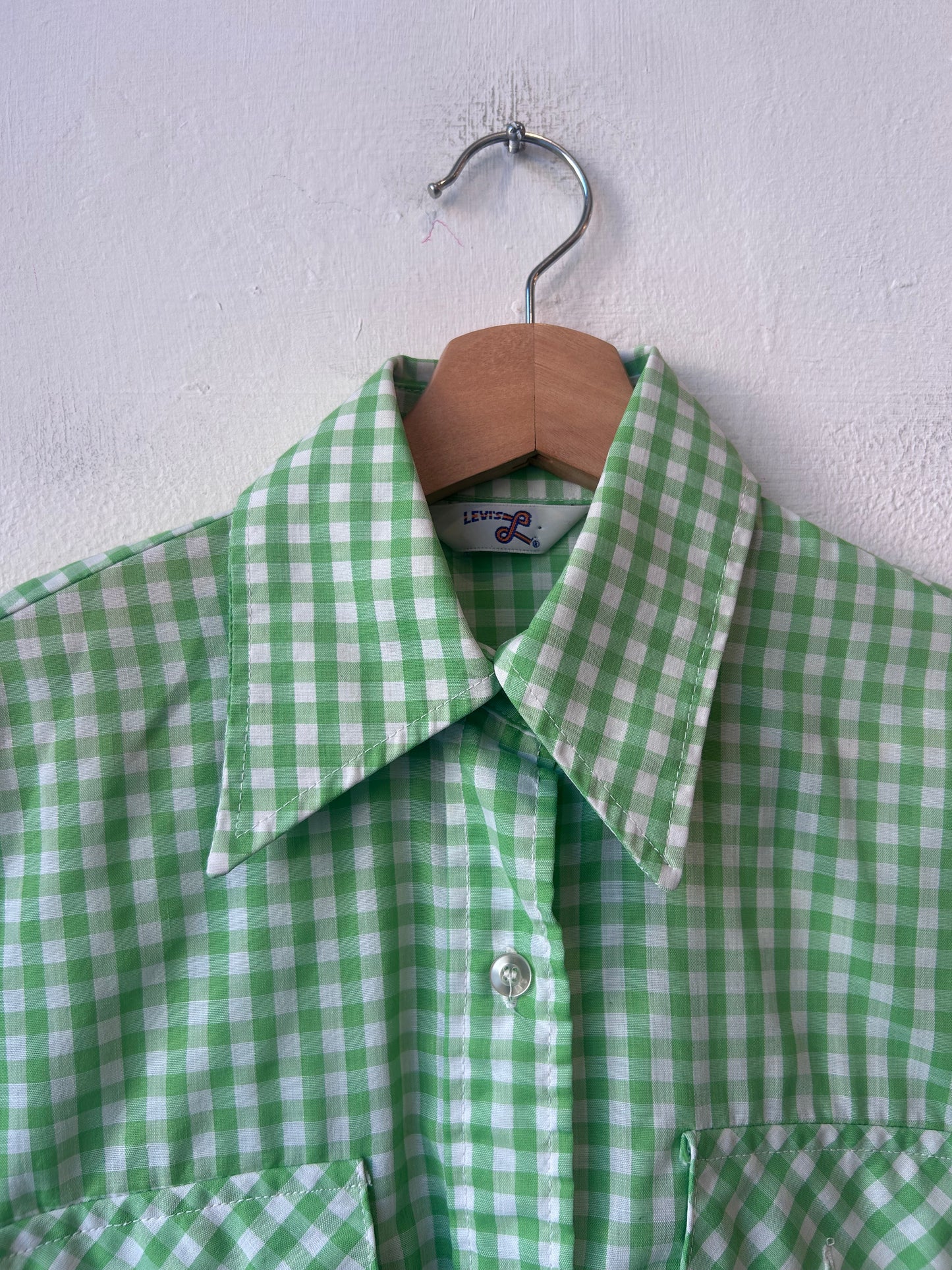70's Green Gingham Levi's Button down Shirt