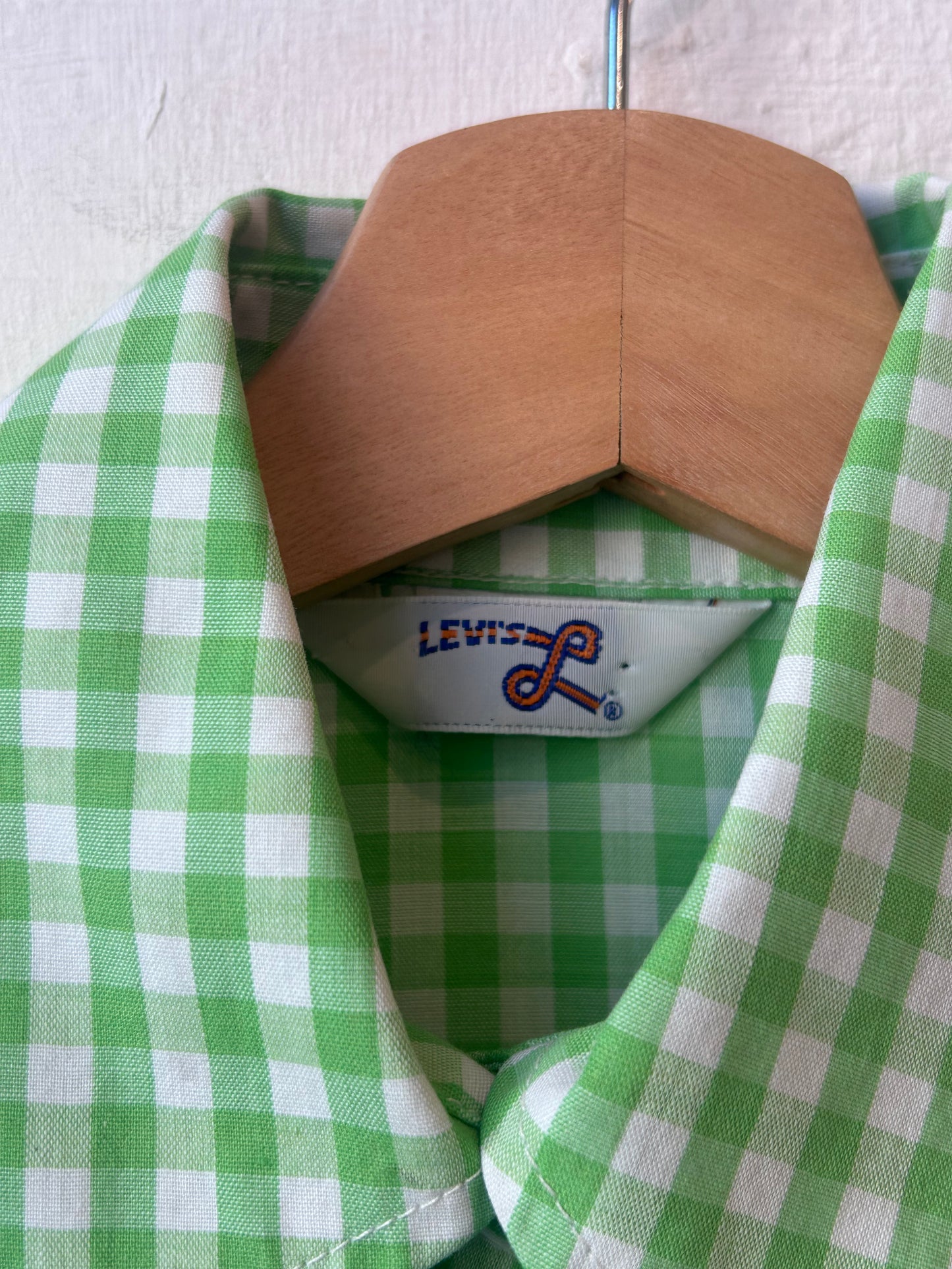 70's Green Gingham Levi's Button down Shirt