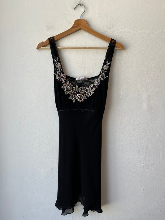 Y2K Sequin Floral Babydoll Dress