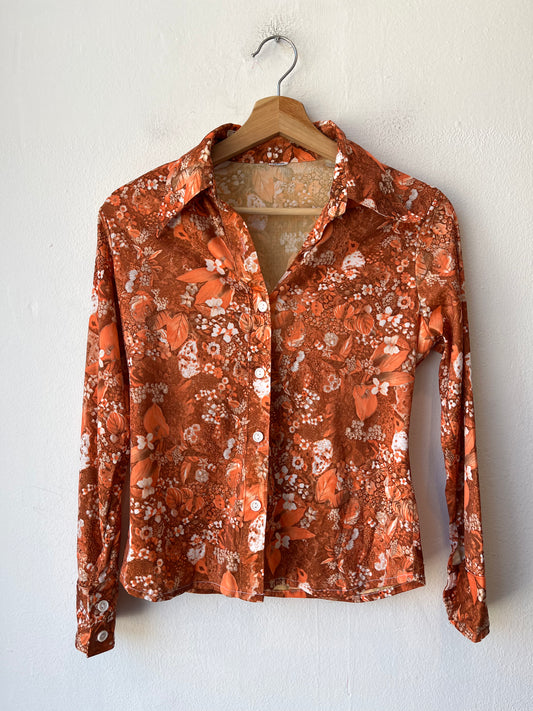 70's Orange Button Up Shirt