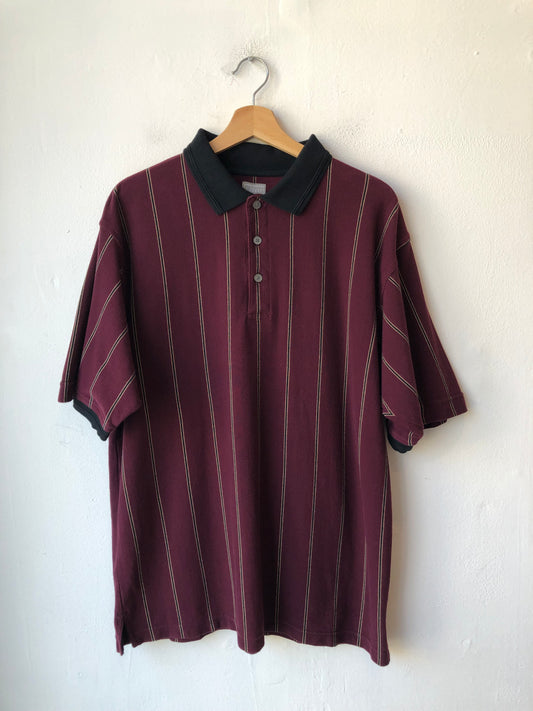Y2K Maroon Striped Polo