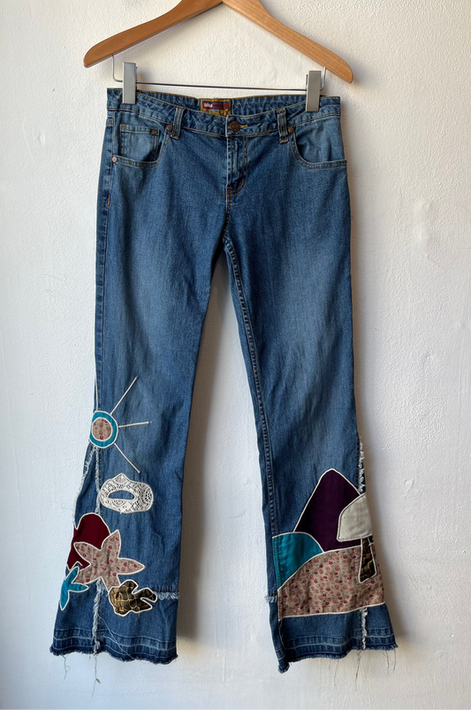 Y2K Applique Flare Jeans 30"