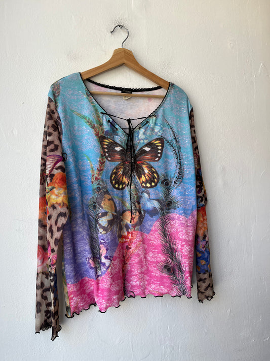 90's Butterfly AOP Top