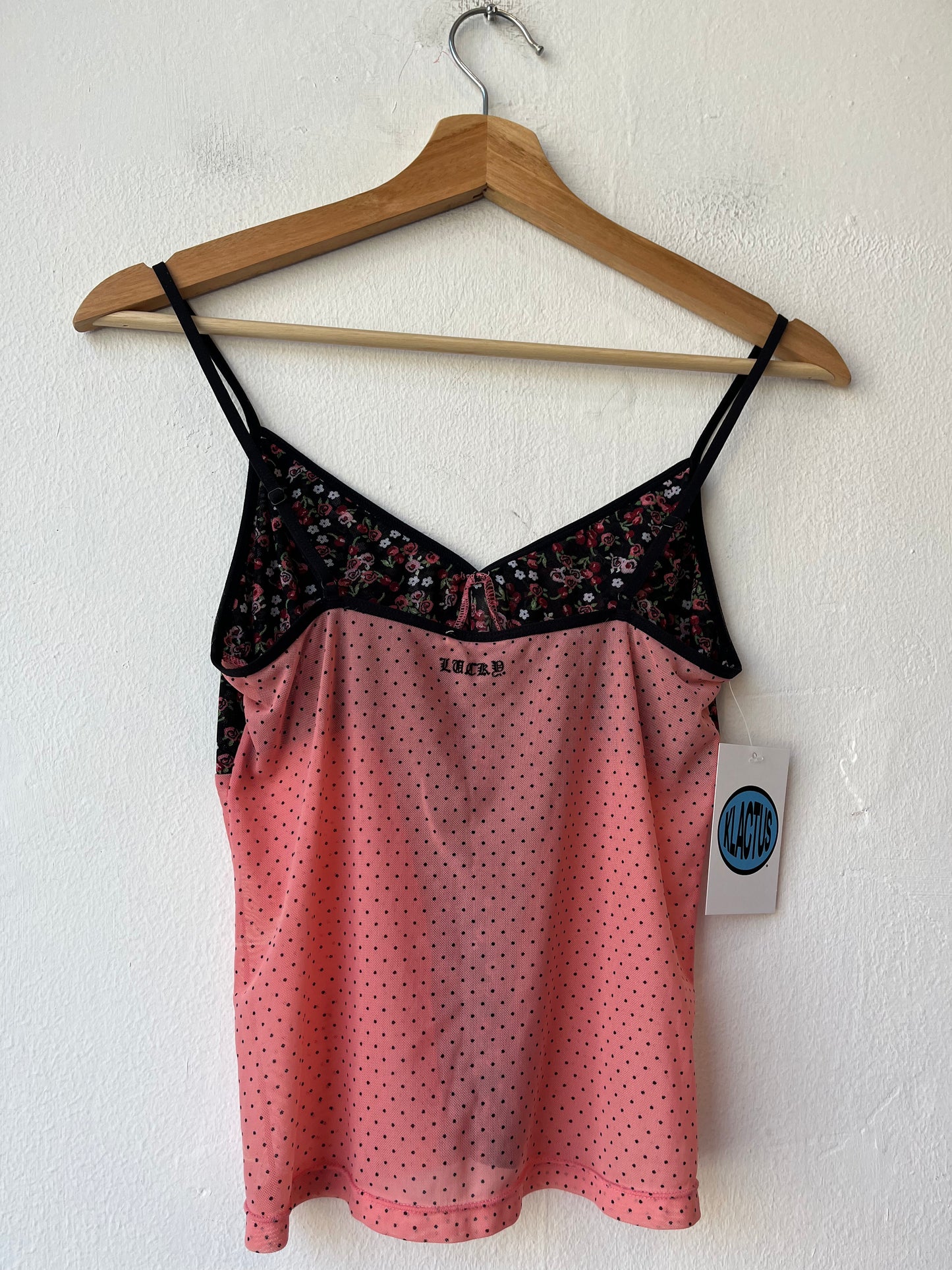 Y2K Polka Dot Floral Mesh Camisole