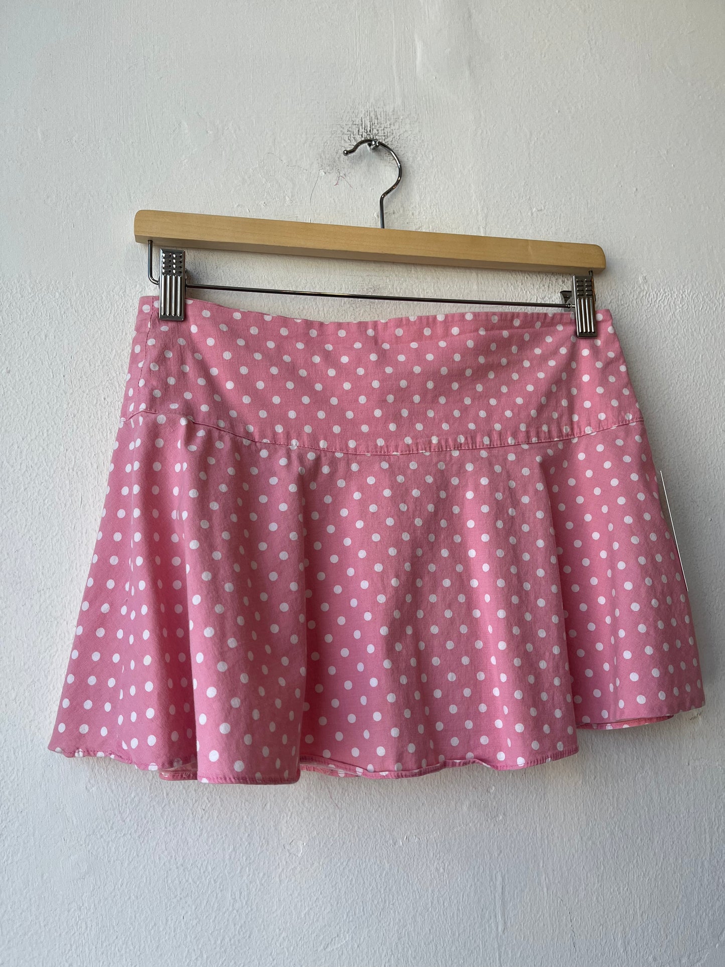 90's Pink Polka Dot Mini Skirt 27"