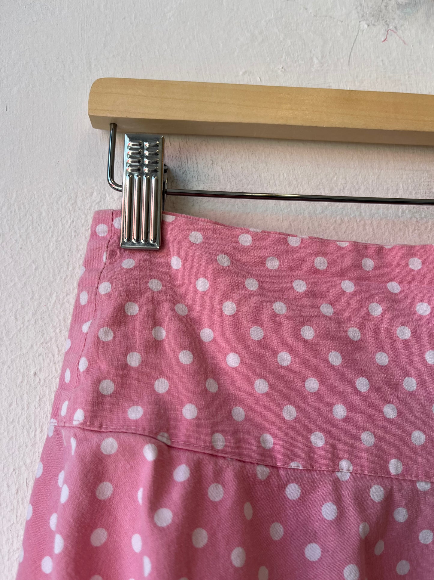 90's Pink Polka Dot Mini Skirt 27"