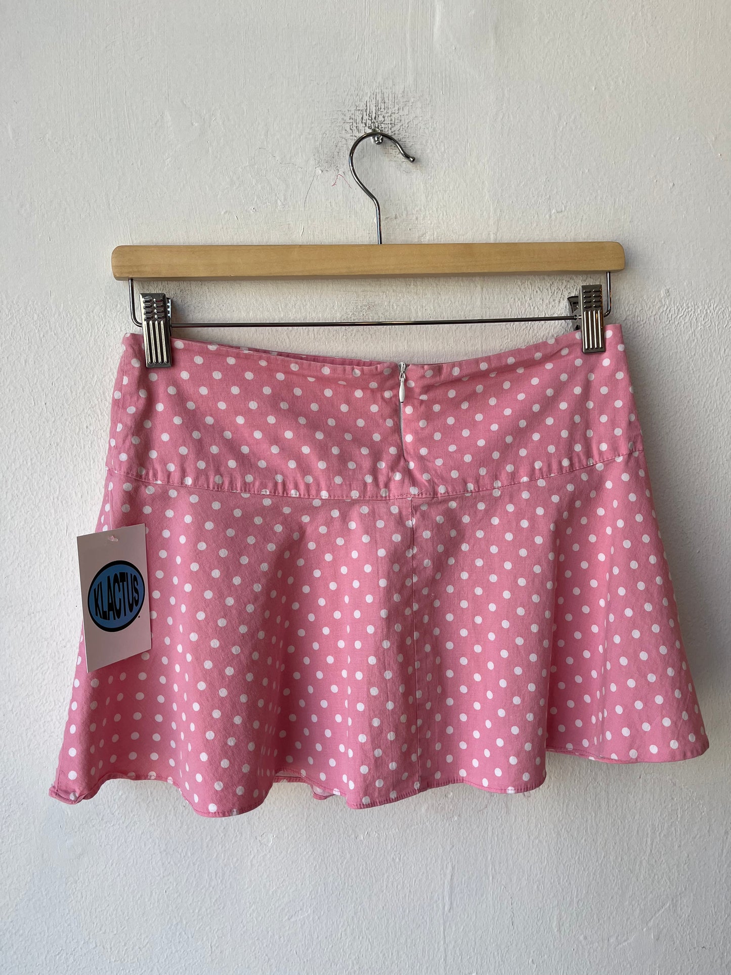 90's Pink Polka Dot Mini Skirt 27"
