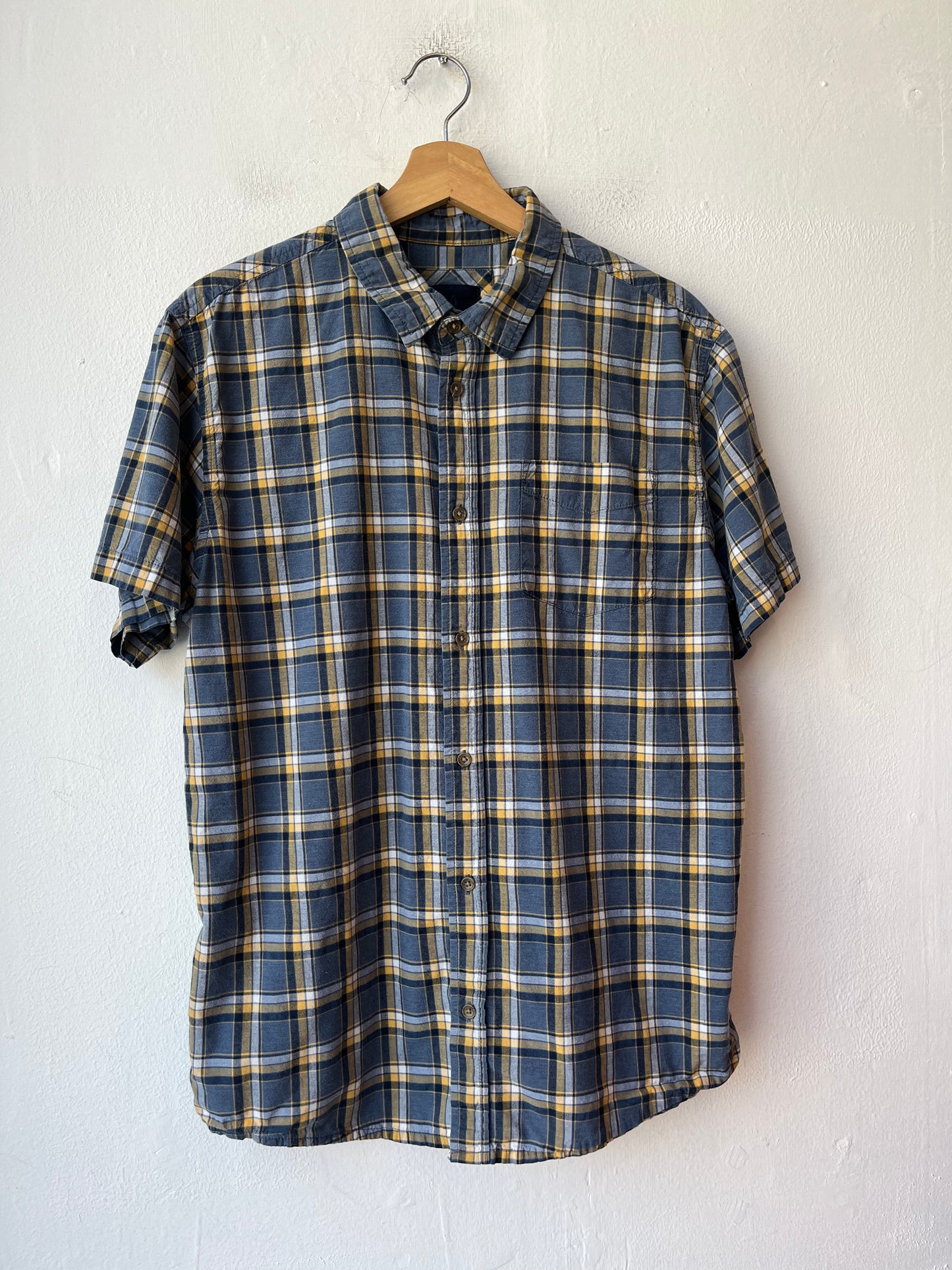 Y2K Blue Plaid Button Up Shirt