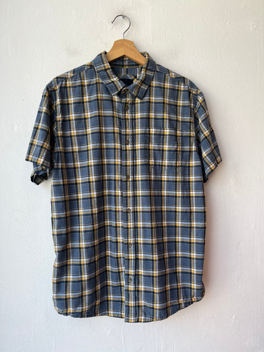 Y2K Blue Plaid Button Up Shirt