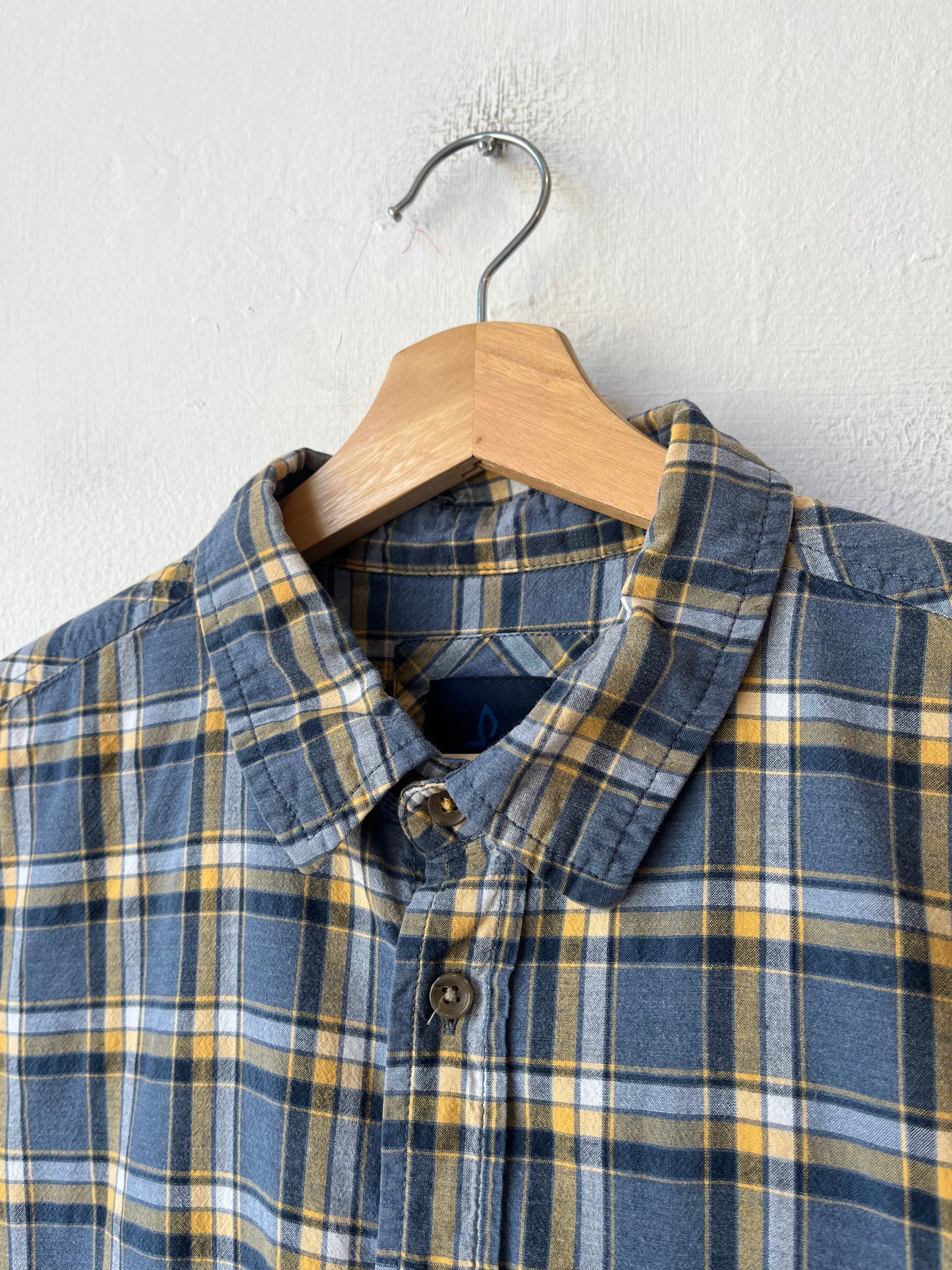 Y2K Blue Plaid Button Up Shirt