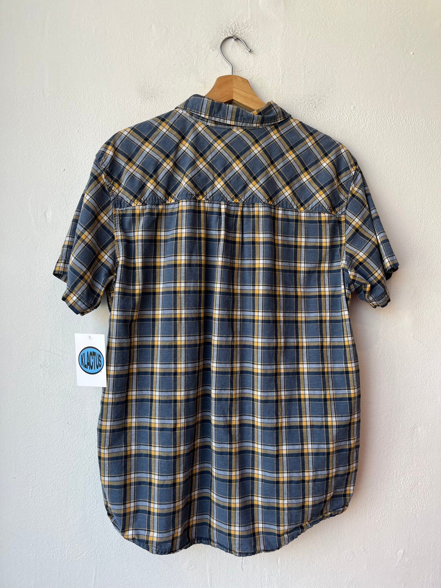 Y2K Blue Plaid Button Up Shirt