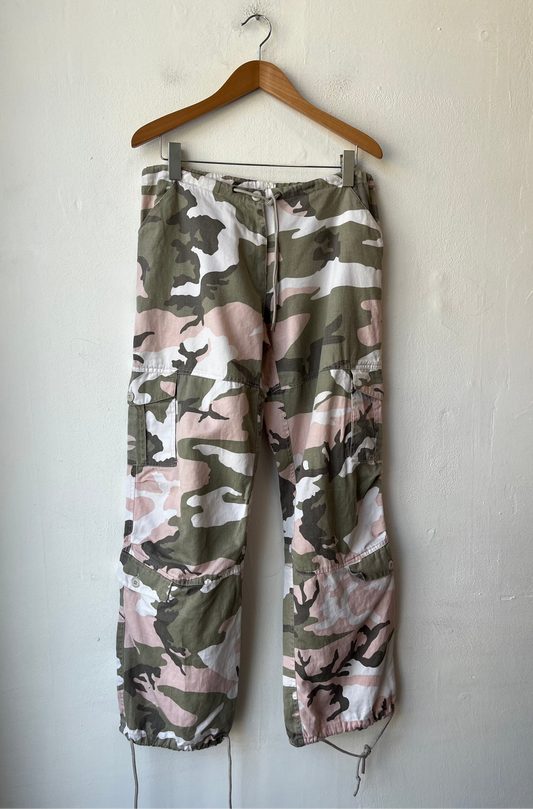 90's Pink Camo Drawstring Pants 27-34"