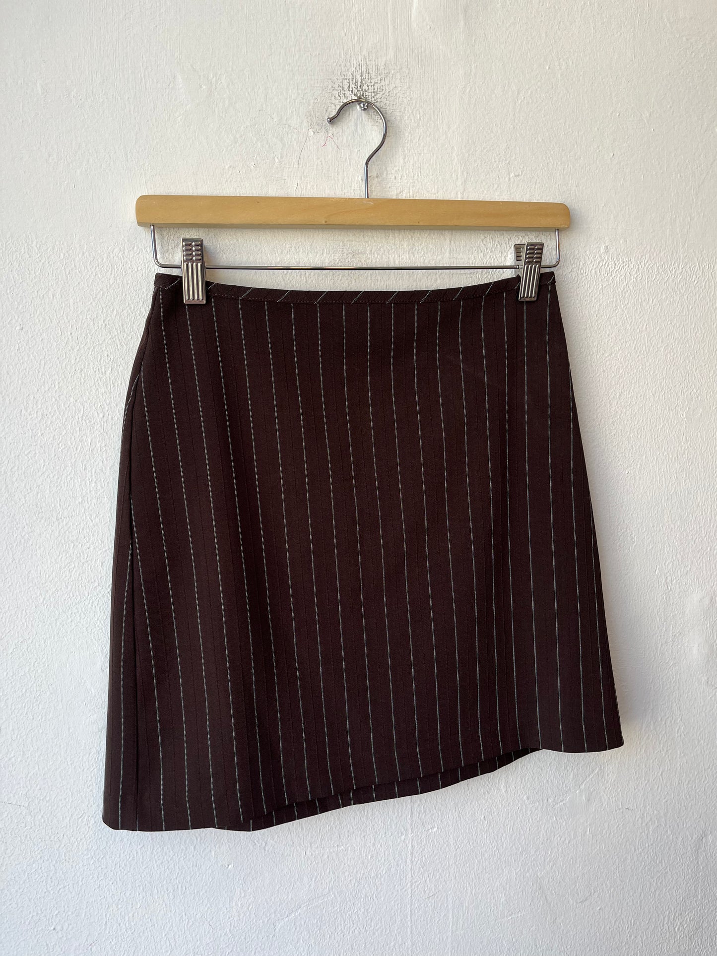 Y2K Brown Pinstripe Skirt 26"