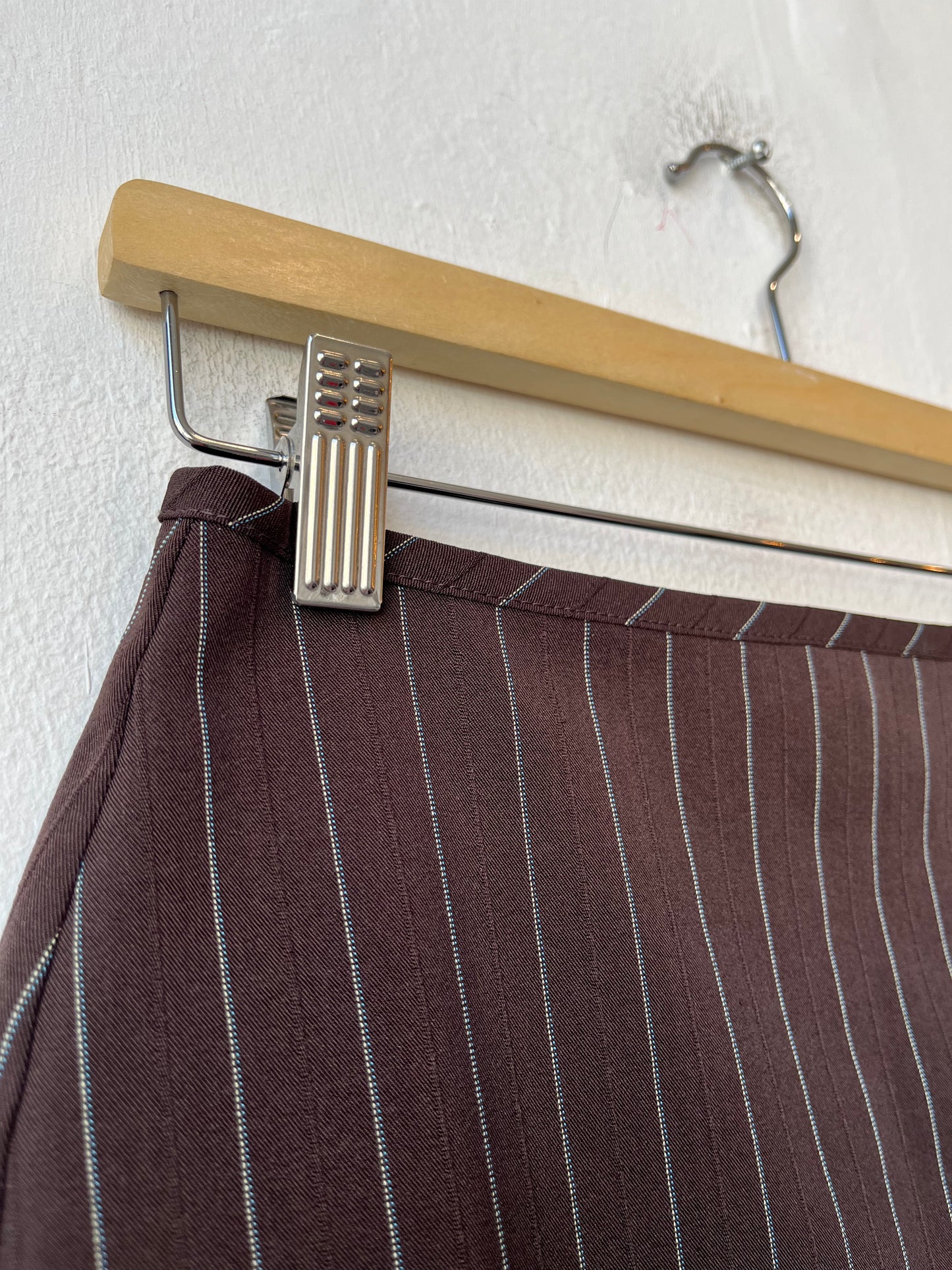Y2K Brown Pinstripe Skirt 26"