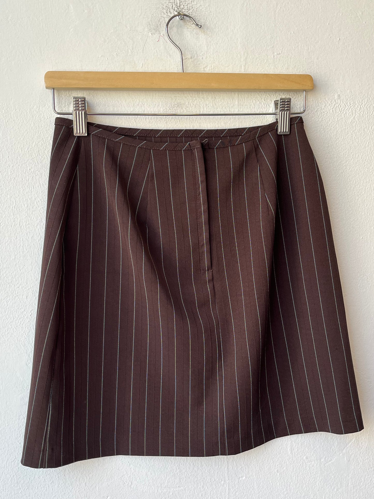 Y2K Brown Pinstripe Skirt 26"