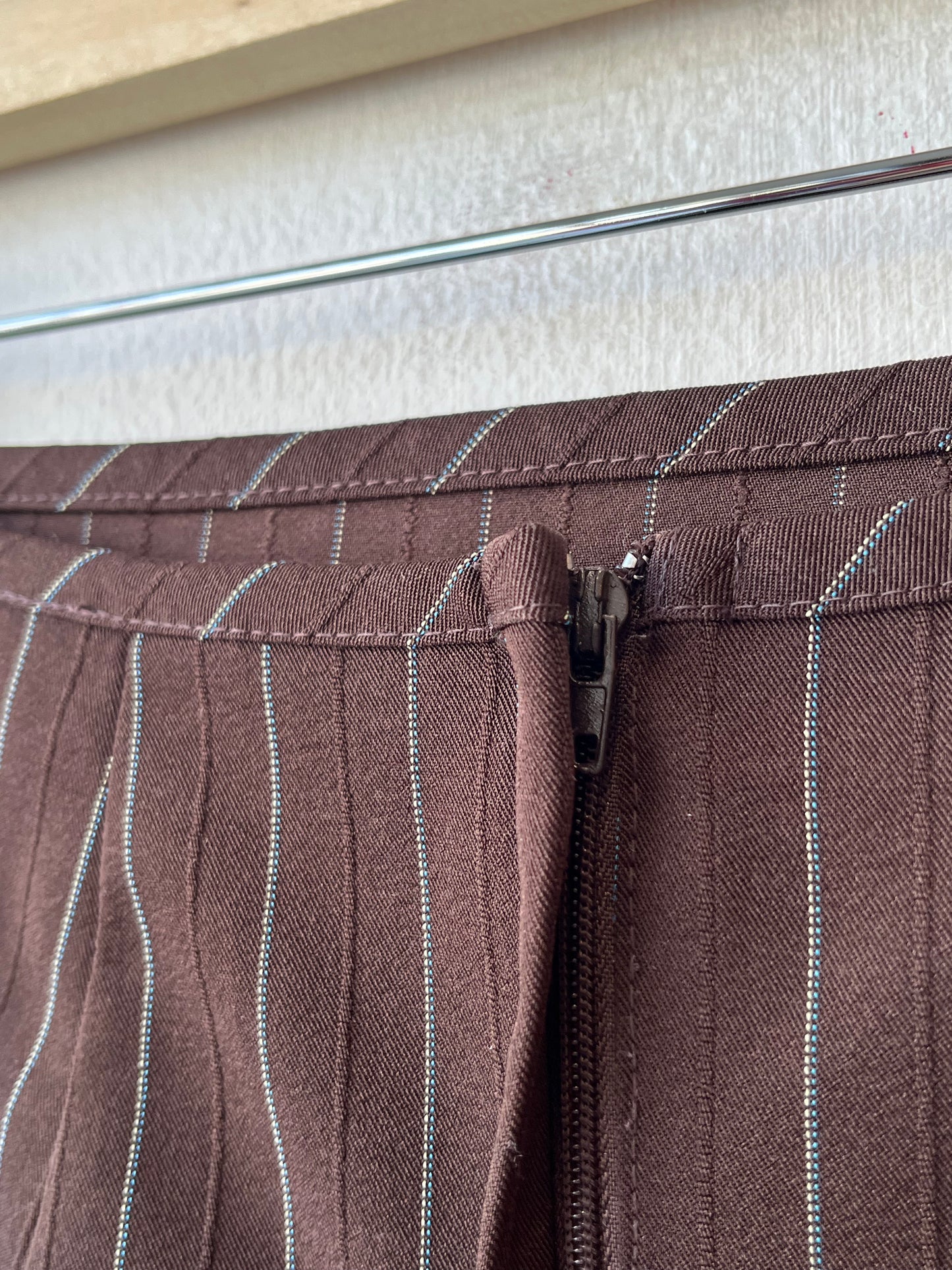 Y2K Brown Pinstripe Skirt 26"