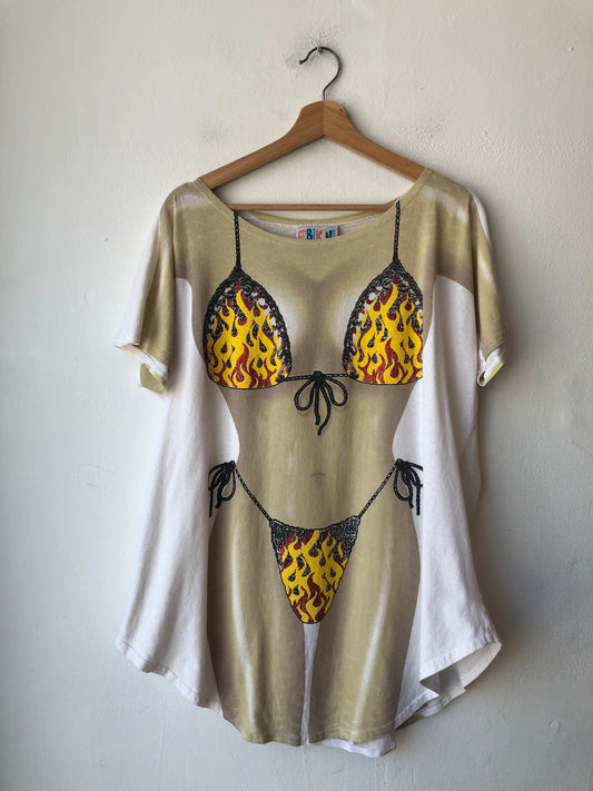 90's Flame Bikini Beach Shirt