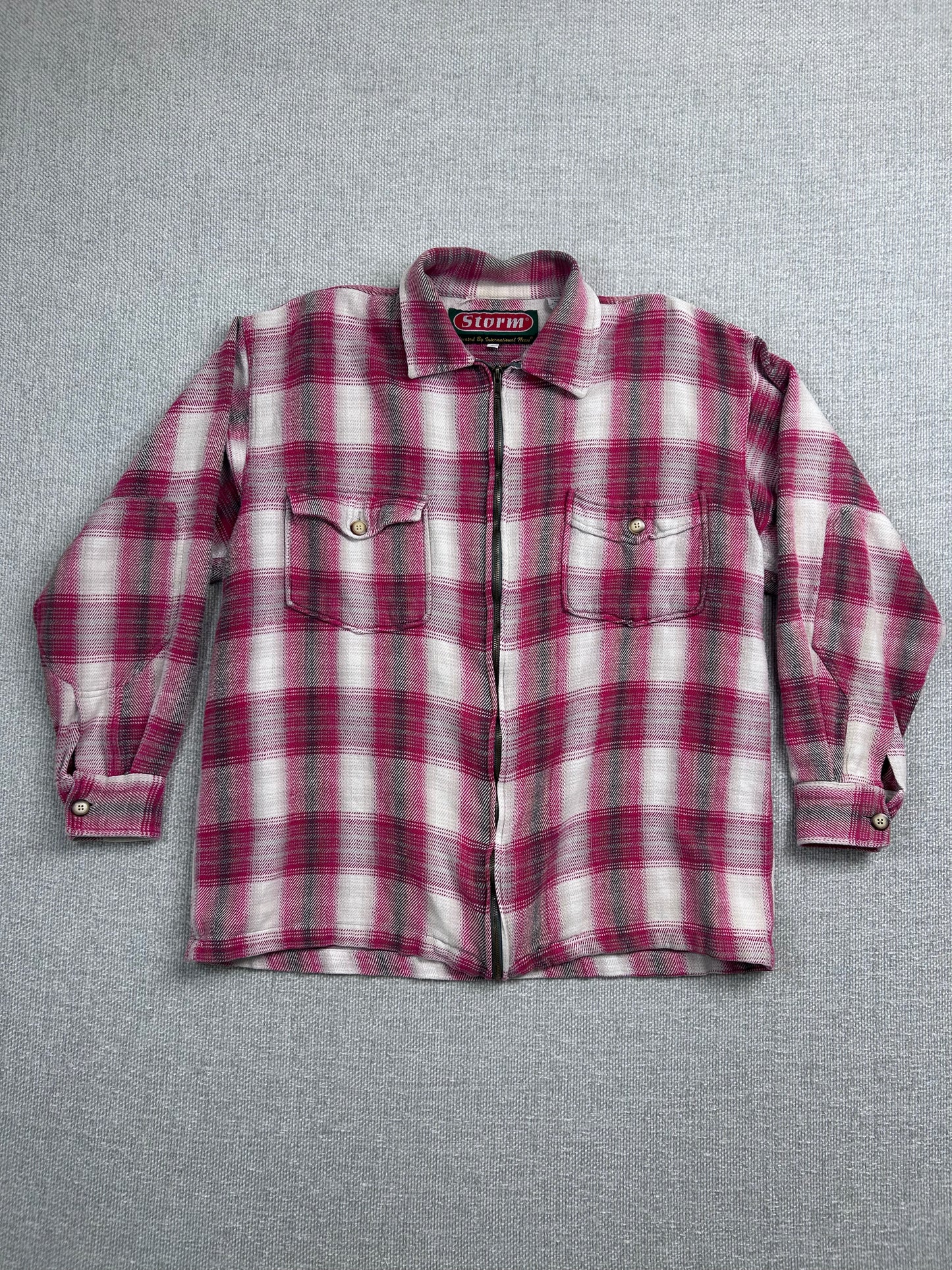 Y2K Red Zip Up Flannel
