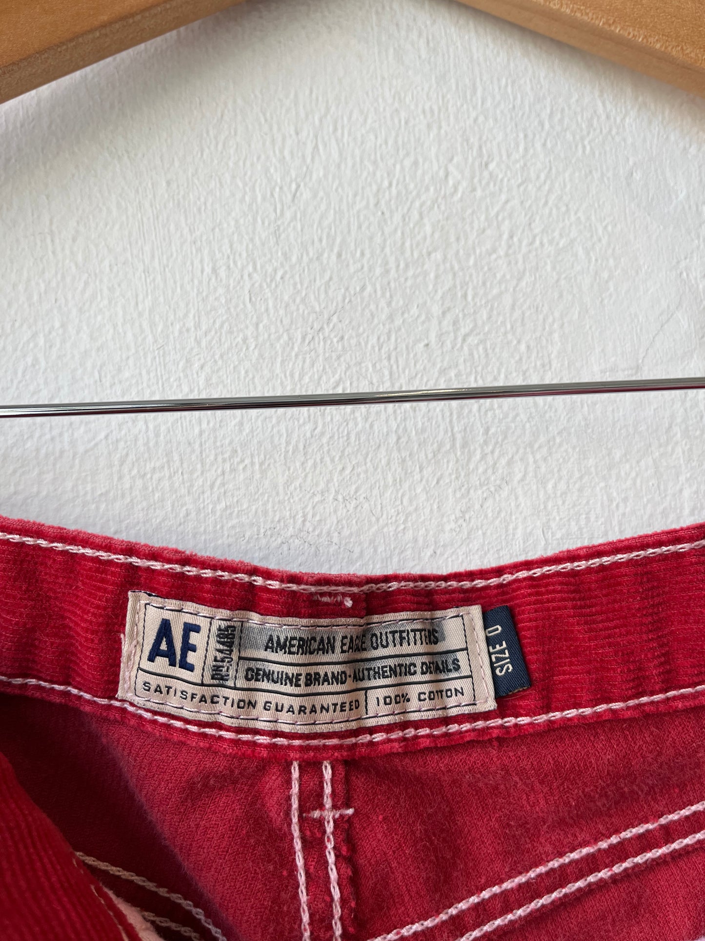 Y2K Painted Red Corduroy Flare Pants 27"