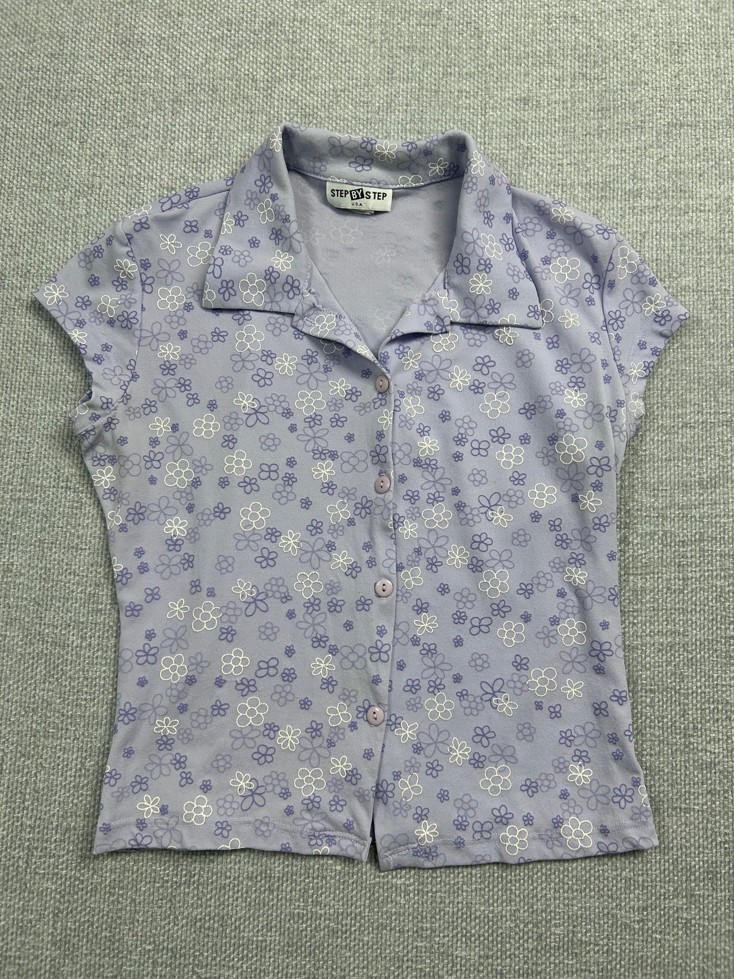 90's Floral Collared Top