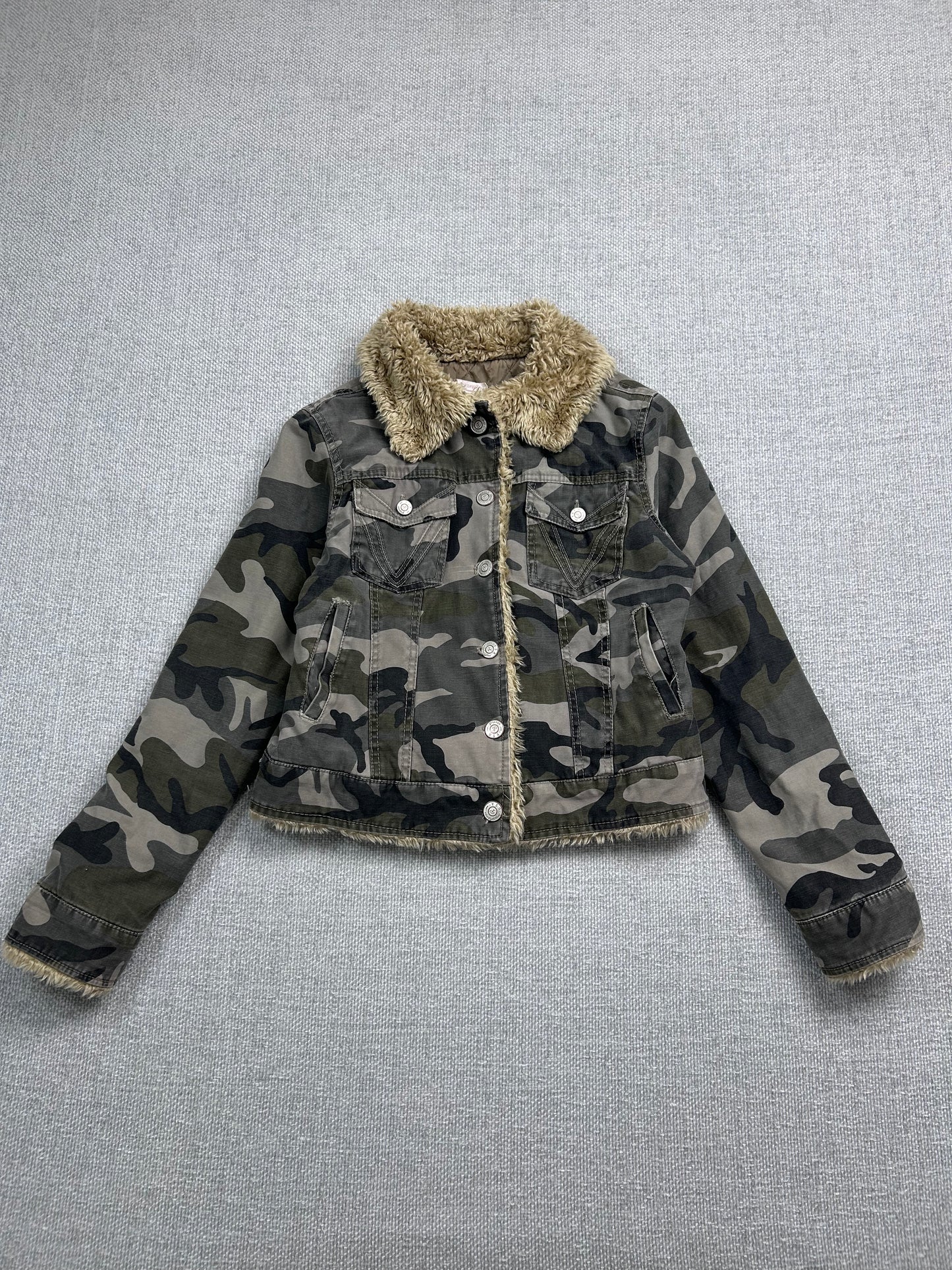Y2K Camo Fur Lined Jacket