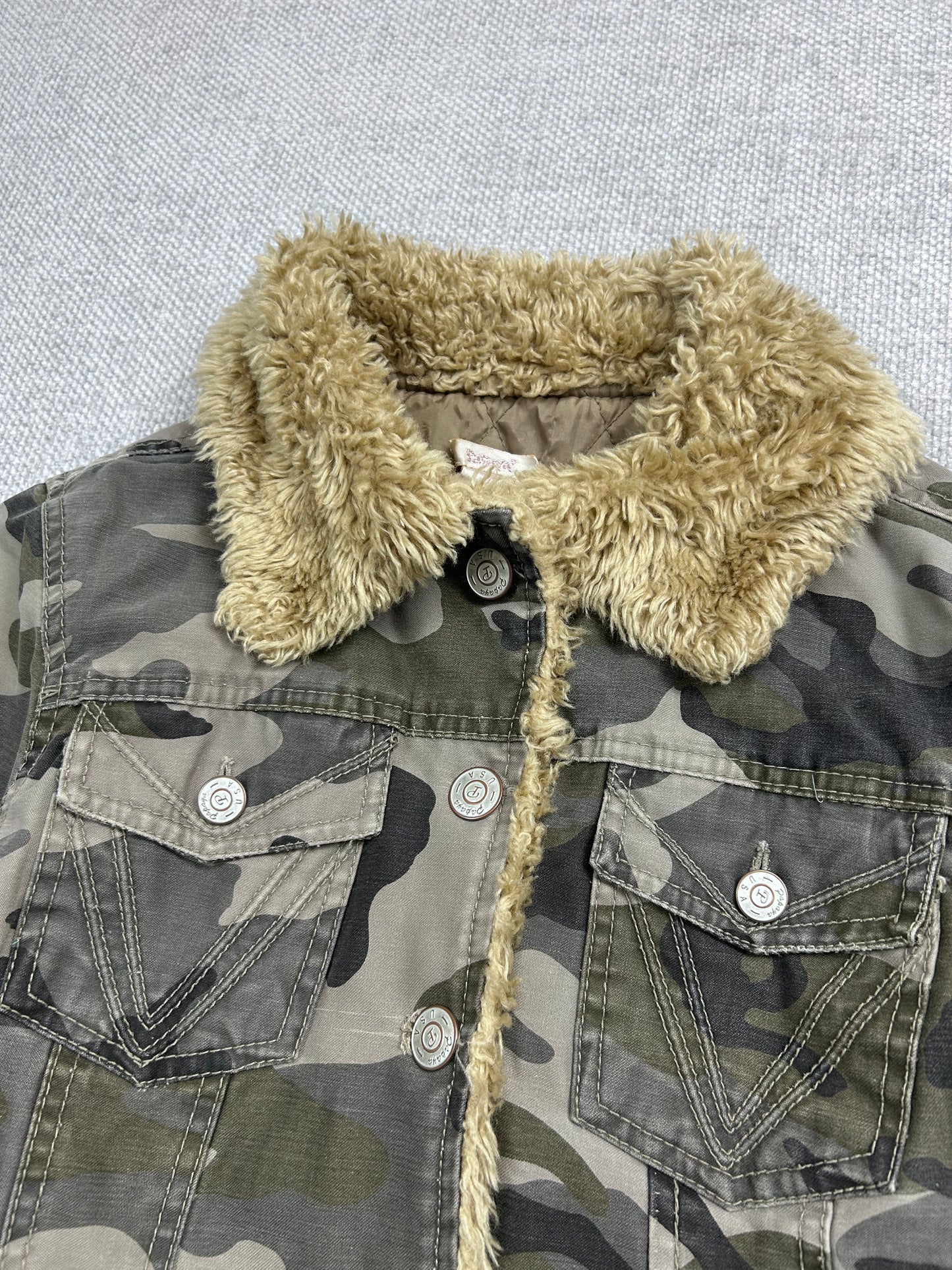 Y2K Camo Fur Lined Jacket