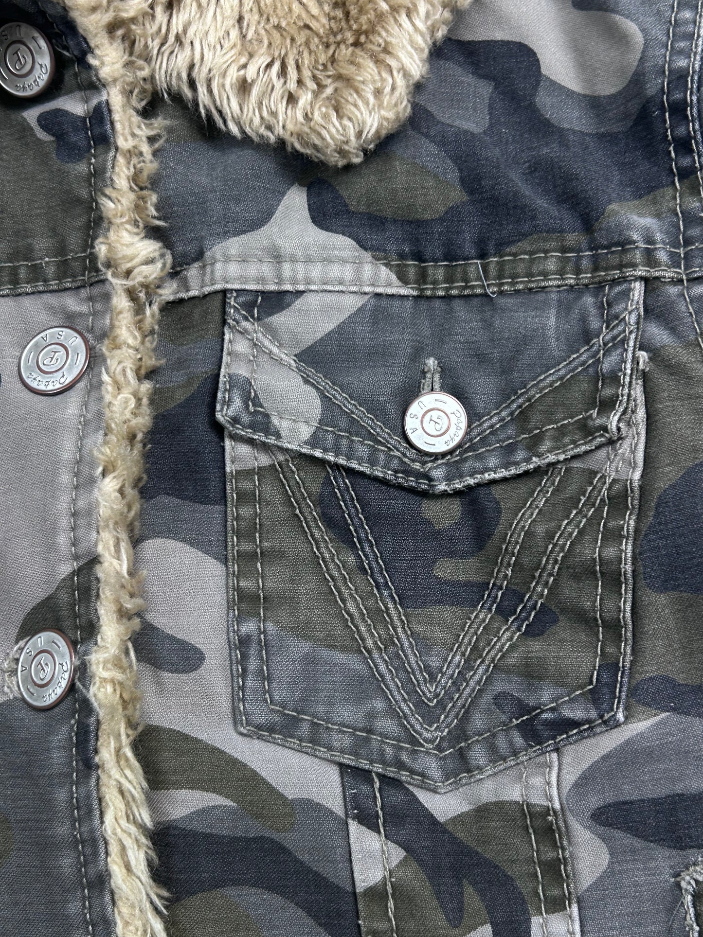 Y2K Camo Fur Lined Jacket
