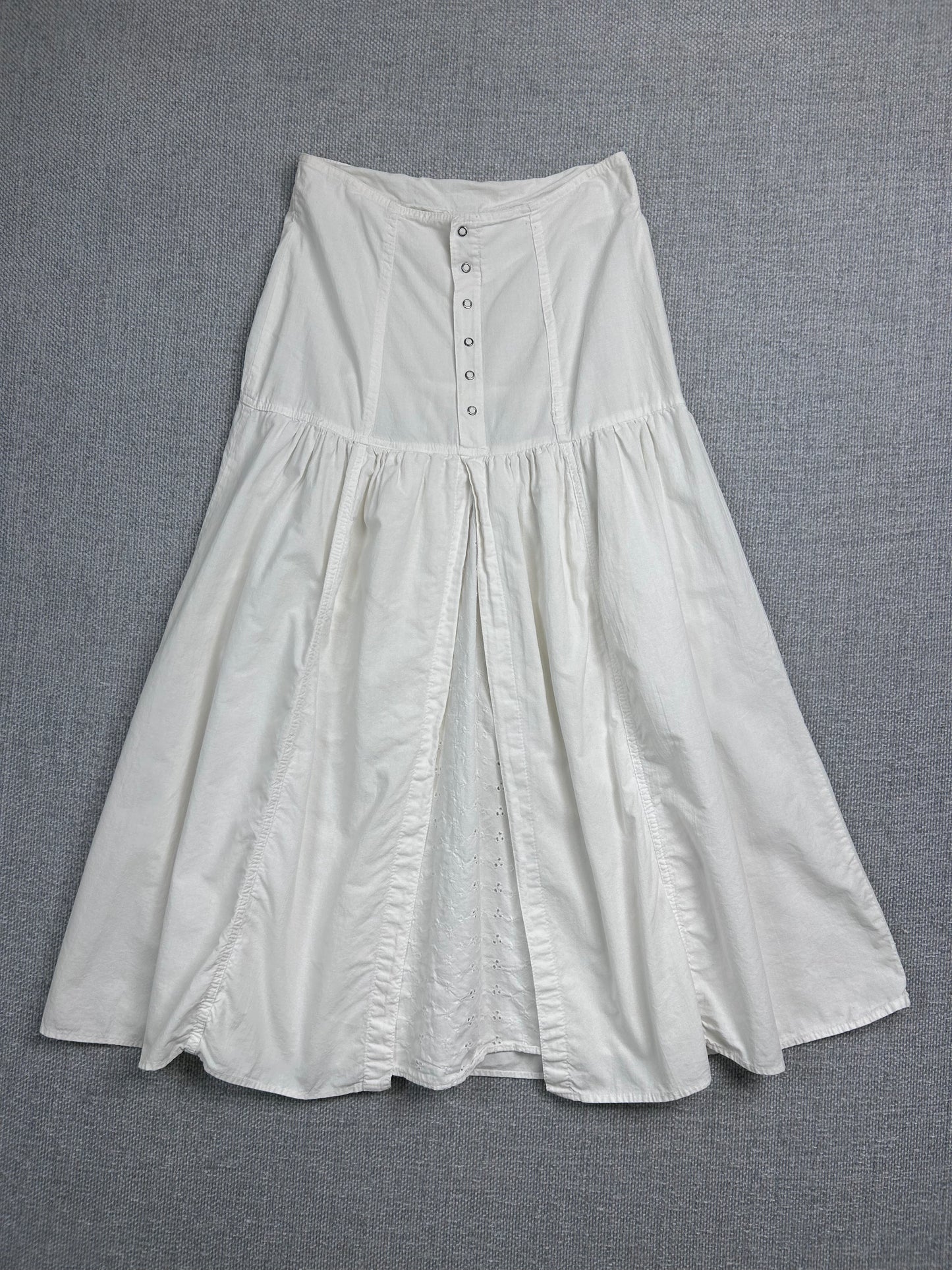 80's White Cotton Maxi Skirt 26"