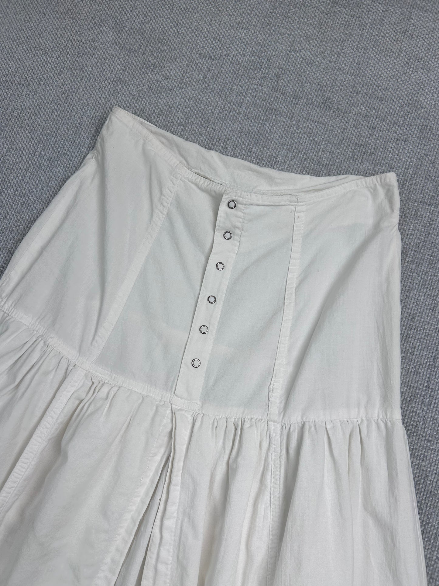 80's White Cotton Maxi Skirt 26"