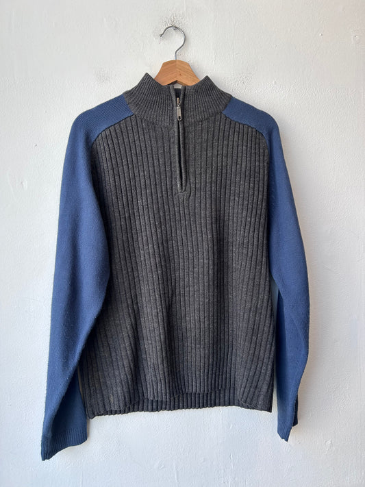 Y2K Two Tone 1/4 Zip Sweater
