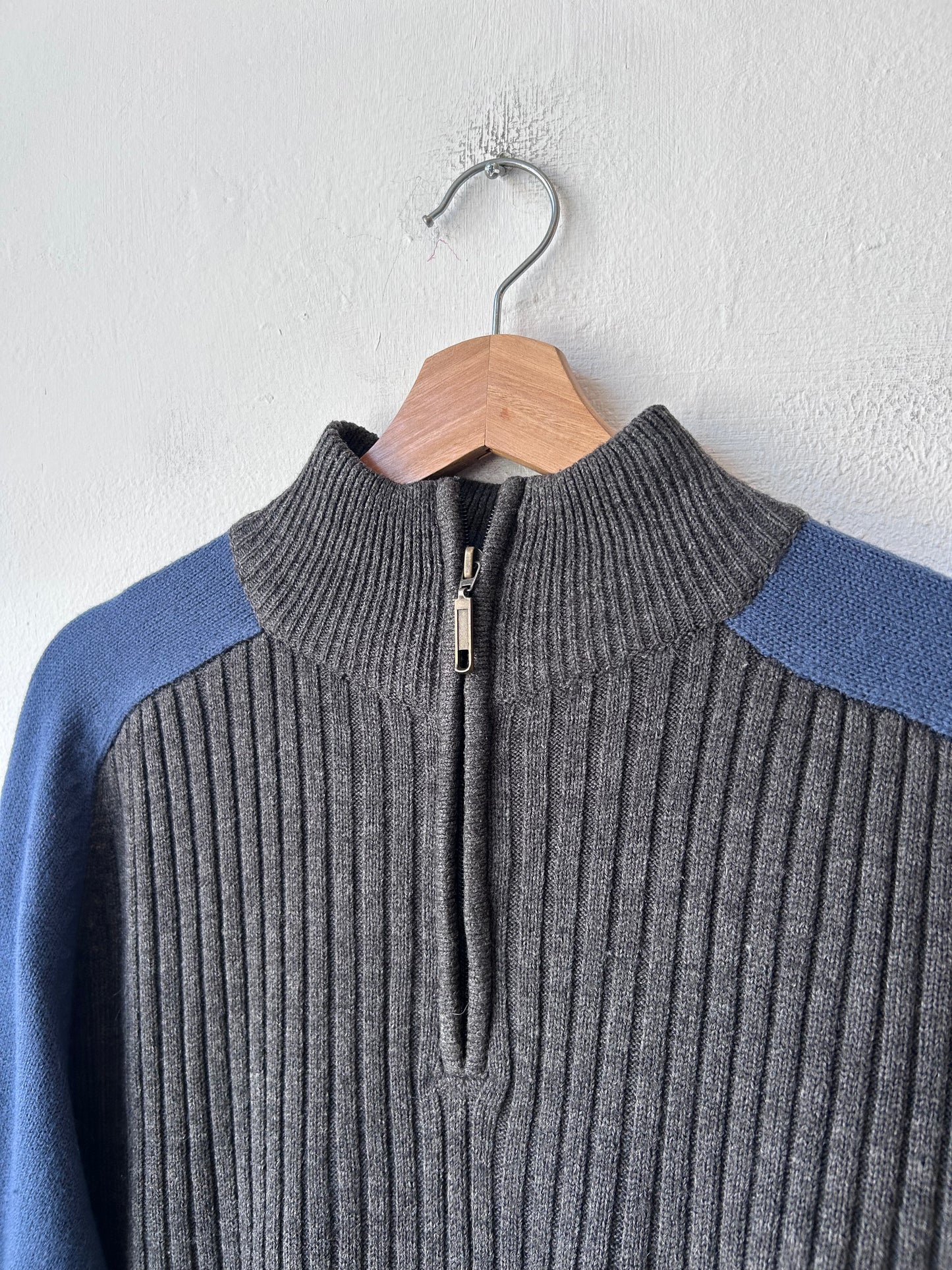 Y2K Two Tone 1/4 Zip Sweater