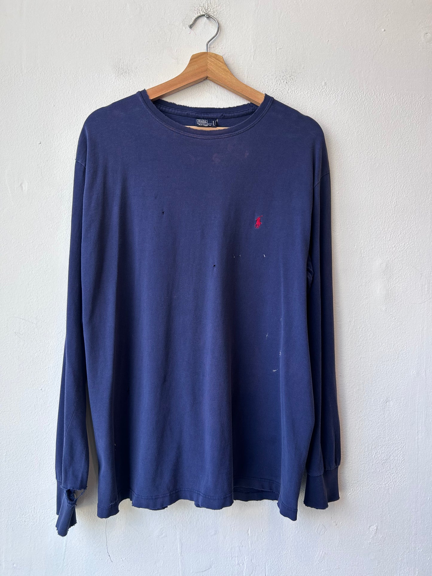 90's Distressed Polo Long Sleeve