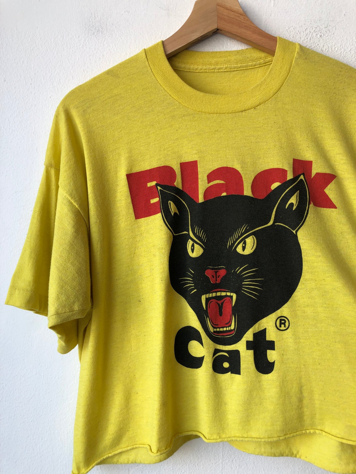 90's Black Cat Cropped T-Shirt