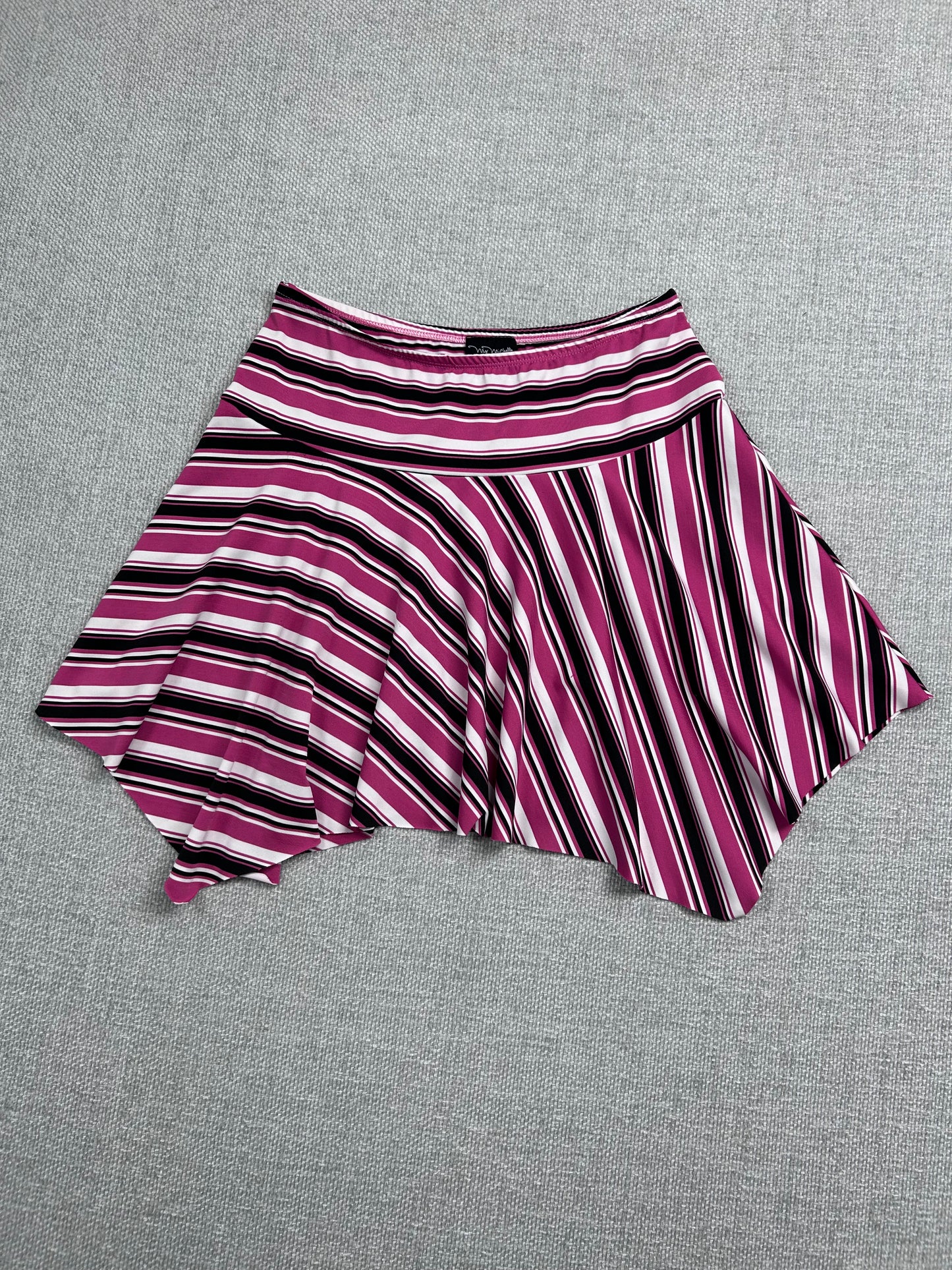 Y2K Asymmetrical Pink Striped Skirt 27-36"