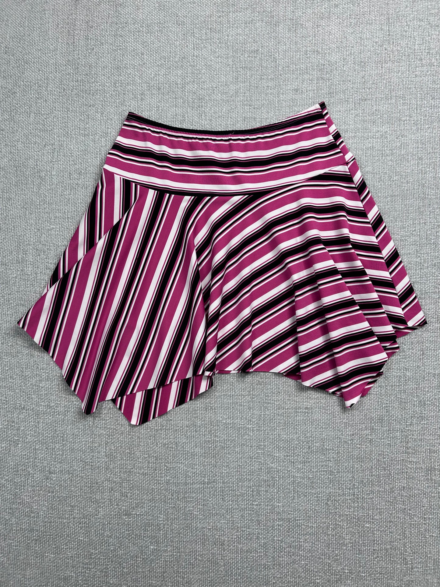 Y2K Asymmetrical Pink Striped Skirt 27-36"