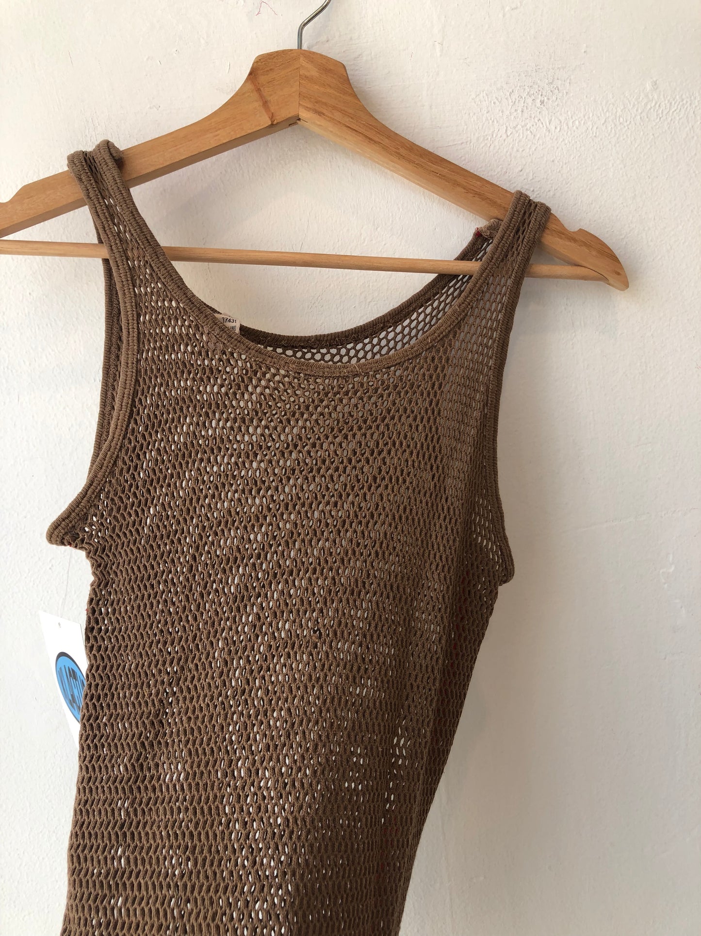 70's Brown Mesh Tank Top